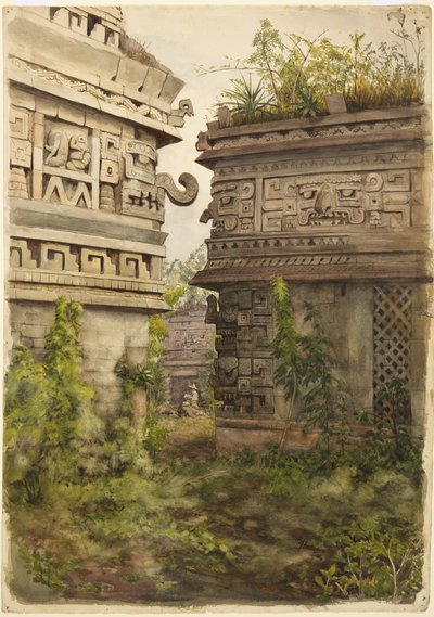 メキシコのチチェンイツァからのシーン（紙に水彩） 作： Adela Breton