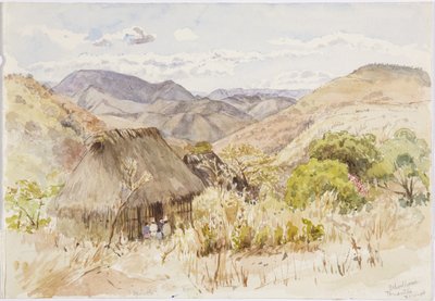 メキシコ、テナントラの校舎（水彩画 作： Adela Breton