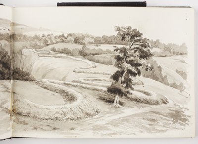 インクやグラファイトで描いた絵と水彩画のスケッチブック 作： Adela Breton