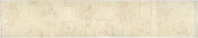 描かれたレリーフのトレース メキシコ、アカンセの墳墓またはピラミッドのファサードに描かれたスタッコのレリーフから 作： Adela Breton