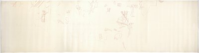 メキシコ、チチェン・イッツァ「ジャガーの上の神殿」の東壁に描かれた壁画をトレースしたもの（赤インク、黒鉛 作： Adela Breton