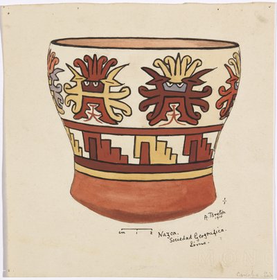 ペルー・ナスカの花瓶（水彩画 作： Adela Breton