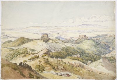 メキシコ、イダルゴ、セロ・デ・ナバハスからの眺め（水彩画 作： Adela Breton