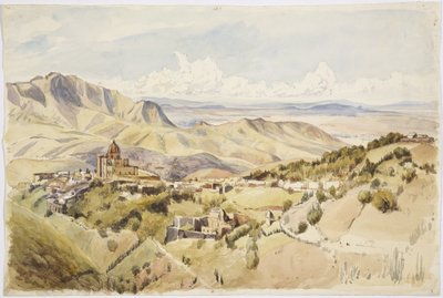 メキシコ、グアナフアト州、グアナフアト近郊の景色（水彩画 作： Adela Breton