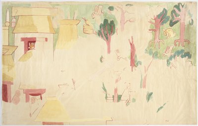 南東の壁、内室、ジャガーの上部寺院、チチェン・イッツァ、メキシコからの壁画 作： Adela Breton