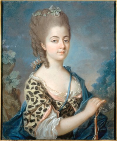 1777年頃のダイアナとしてのマリー・オーロレ・ド・サクセの肖像画（1748～1821年）。 作： Adelaide Labille Guiard