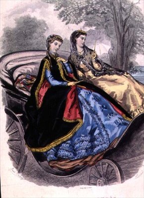 ブリアン＝カステル夫人のドレス、ルーヴル美術館の雑誌に掲載されたマント、ルロワが出版した「家庭雑誌」の「ファッション・イラストレーション」のセクションに掲載されたもの。 作： Adele Anais (after) Colin