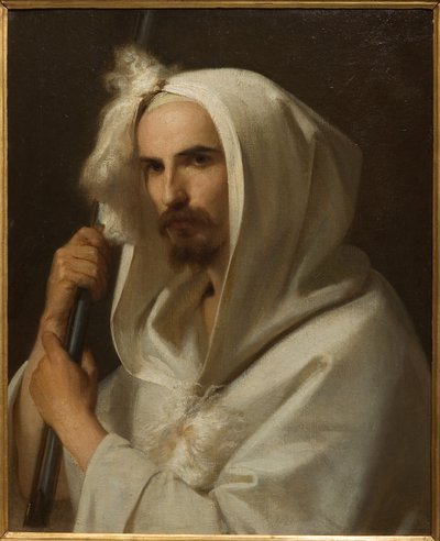 ライフルとバラカノを持ったアラブ人の肖像1849年（キャンバスに油彩） 作： Adeodato Malatesta or Malatesti