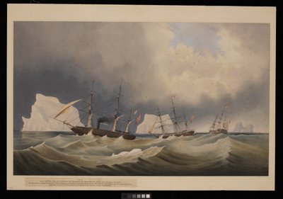 H.M.S.フェニックス号とその仲間たち、ディリジェンス号とブレッダルベイン号、氷山の間 作： Admiral Edward Augustus Inglefield