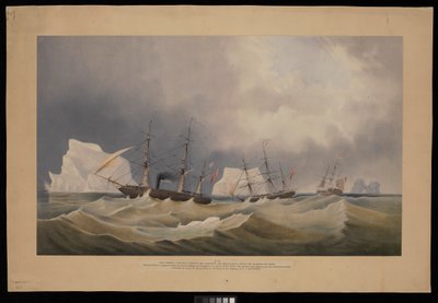H.M.S.フェニックス号とその仲間たち、ディリジェンス号とブレッダルベイン号、氷山の間 作： Admiral Edward Augustus Inglefield