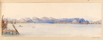 ボルネオ-我が家から川を下る（西インド諸島、北米、ボルネオのスクラップブックより）1845年頃（水彩画 作： Admiral Sir Edward Gennys Fanshawe