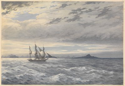 HMS「ダフネ」、ホーン岬沖、1852年5月28日（水彩画） 作： Admiral Sir Edward Gennys Fanshawe