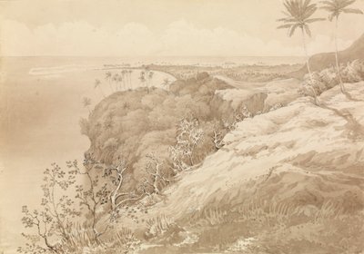 マタヴァイ湾とビーナス岬、タヒチ、1849年8月24日［ソサエティ諸島］」。 作： Admiral Sir Edward Gennys Fanshawe
