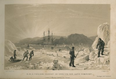 コンフォート岬沖の氷に凍りついたH.M.S.テラー号 作： Admiral William Henry Smyth