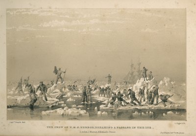 氷の通路を切り開くH.M.S.テラー号の乗組員たち 作： Admiral William Henry Smyth