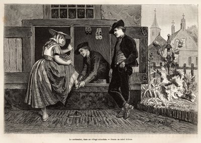 1873年にシャルル・ド・コステールがゼランデ（ネールランデ）への旅を描いたアドルフ・ディレンスの絵の後にエングレーヴィングされたもので、1874年の "Le tour du monde "に掲載されました。 作： Adolf Alexander Dillens