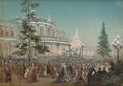 1862年、パブロフスク駅コンサートホールでのツァールスコエセロー鉄道25周年のお祝い 作： Adolf Charlemagne