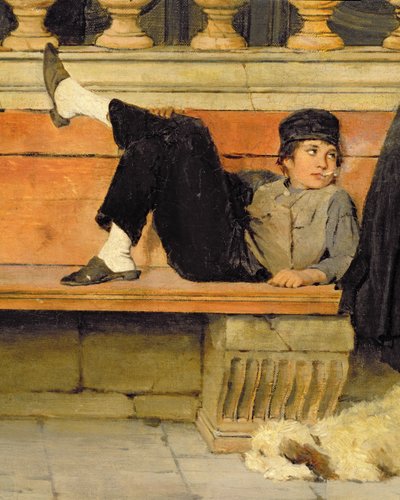 セントマークス、ベニス、100405のキャンバスの詳細に油を吸っている男の子の詳細 作： Adolf Echtler