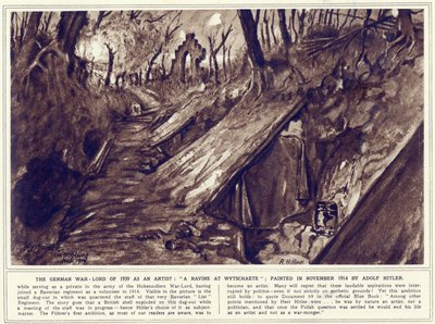 1914年11月に描かれ、『The Illustrated War News』に掲載されたワイツシャエテの渓谷。 作： Adolf Hitler