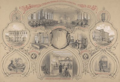 サンクトペテルブルクに新しく建設され、1862 年 10 月 14 日に開設された主要な電信局。 作： Adolf Jossifovich Charlemagne