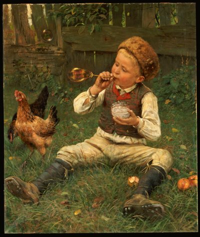 吹く泡、1885 作： Adolf Lins