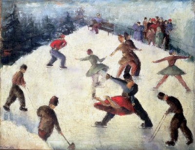 冬のスケートシーン 1920年頃 作： Adolf Munzer