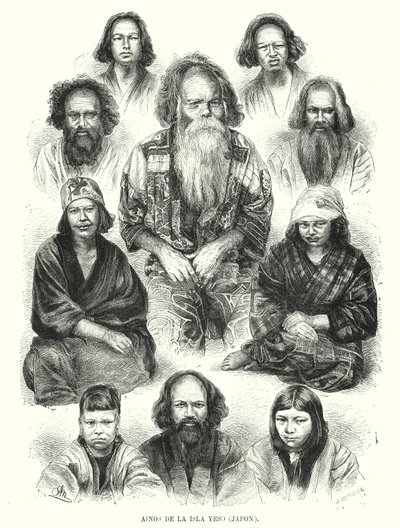 北日本のアイヌ民族（リトグラフ 作： Adolf Neumann