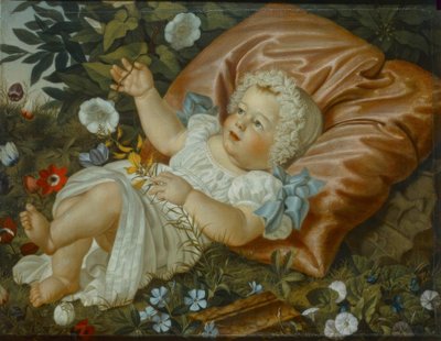 花の中で子供 作： Adolf Senff