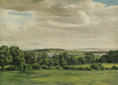 ホルスタインの風景、1827年（カードに取り付けられた紙に油彩） 作： Adolf Vollmer