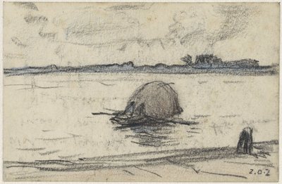 川で干し草をはしけ 作： Adolf le Comte