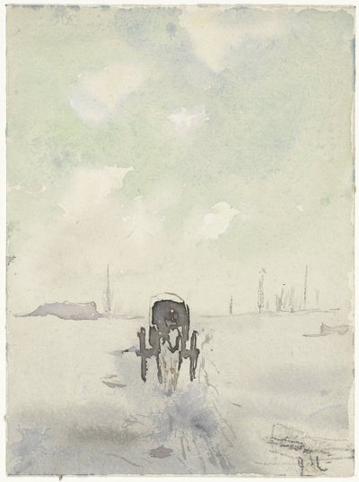 馬車のある冬景色 作： Adolf le Comte