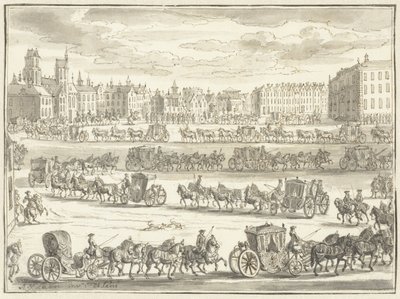 1719 年 6 月 23 日、パリ大使としてのコーネリス ホップの入国 作： Adolf van der Laan