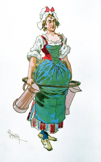 ジャコモプッチーニ作のオペラマノンレスコーの召使の衣装デザイン（1858-1924）（WC） 作： Adolfo Hohenstein