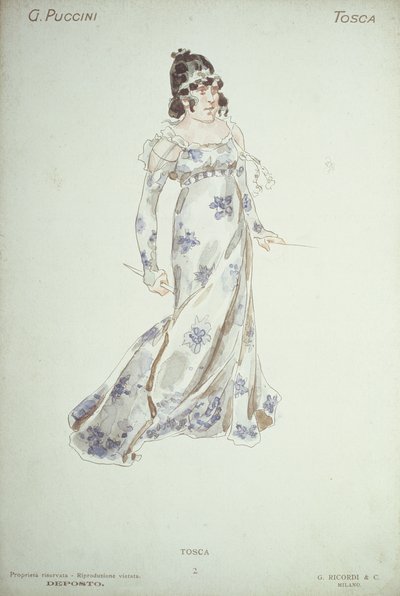 Giacomo Puccini（1858-1954）による「Tosca」の衣装デザイン 作： Adolfo Hohenstein