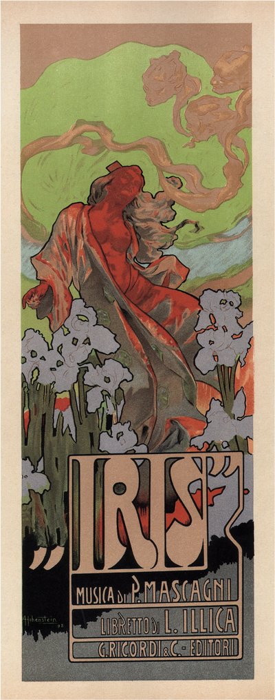 ピエトロマスカーニ作のオペラアイリスのポスター、1898年 作： Adolfo Hohenstein