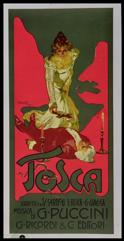 トスカ、パフォーマンスを宣伝するポスター 作： Adolfo Hohenstein