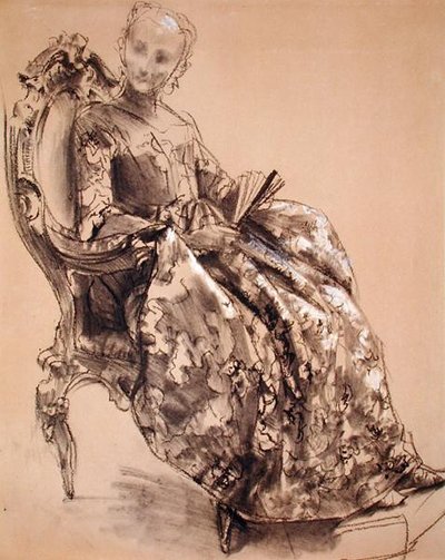 プロイセンのアマリー姫研究（紙にチョーク） 作： Adolph Menzel