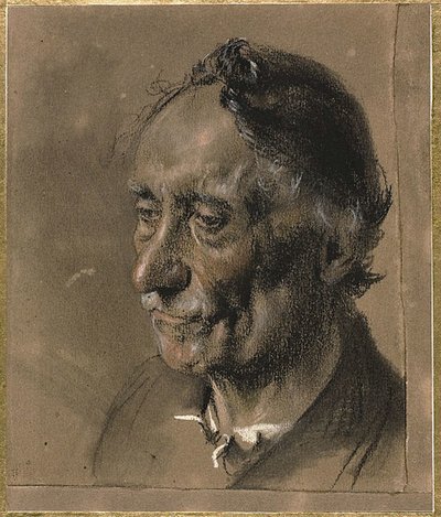 老人の頭、1850年頃（紙に木炭とパステル） 作： Adolph Menzel