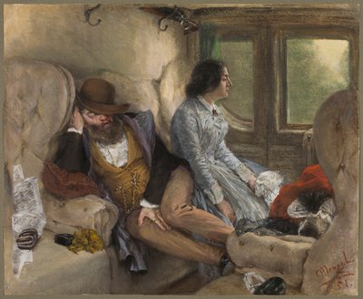 鉄道馬車の中で（一夜の旅を終えて） 作： Adolph Friedrich Erdmann von Menzel