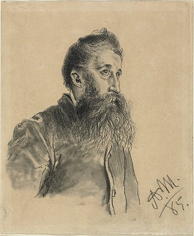ひげを生やした男の肖像 作： Adolph Menzel