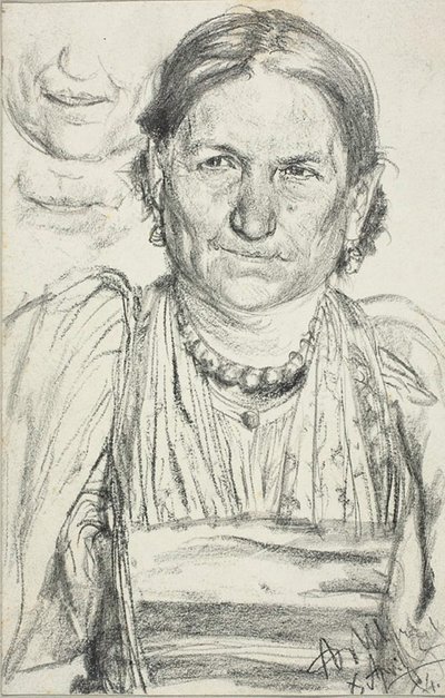 農民の女性の肖像 作： Adolph Menzel