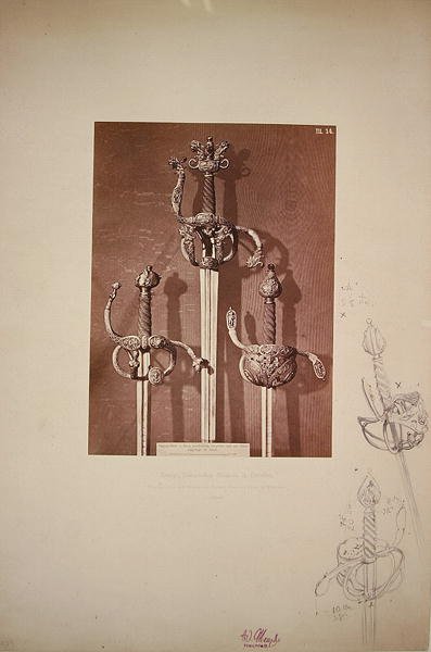 鉄と銀の剣（図解ページの鉛筆画） 作： Adolph Menzel