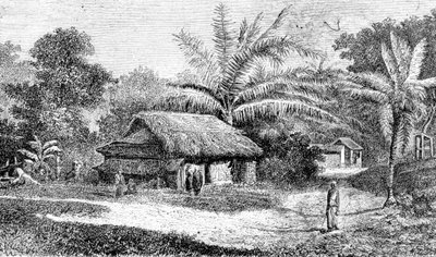 コロンボ、スリランカの谷の村 (彫刻) 作： Adolph Hermann & Robert (after) Schlagintweit