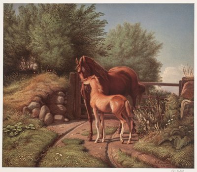 彼女の子馬を持つ牝馬 作： Johan Adolph Kittendorff