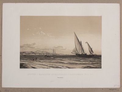 バック グラウンドでマルセイユ近くの海岸 Iff の島。 作： Johan Adolph Kittendorff
