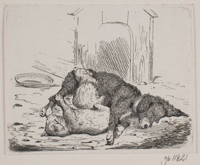 子犬とリード犬 作： Johan Adolph Kittendorff