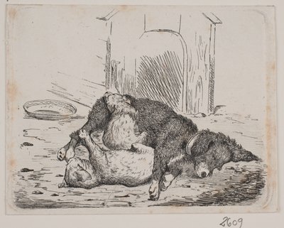 子犬とリード犬 作： Johan Adolph Kittendorff
