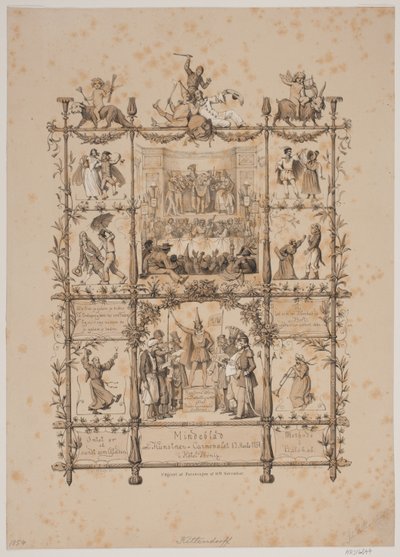 1854 年 3 月 3 日のアーティスト カーニバルに関する記念シート 作： Johan Adolph Kittendorff