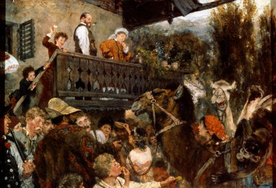 1884年、パルテンキルヒェンの巡回サーカスカメラマン。 作： Adolph Menzel
