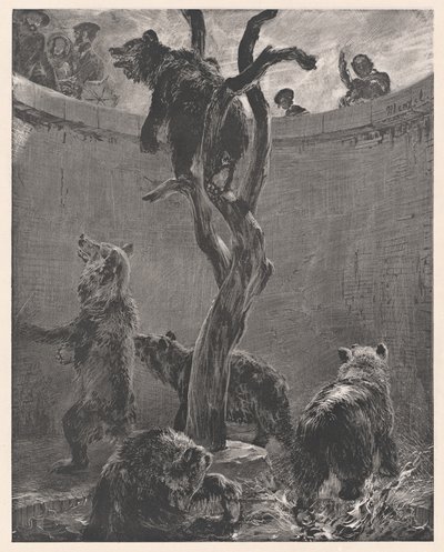 動物園のベアピット 作： Adolph Menzel